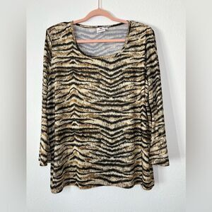 Kingfield Tiger Printed Burnout Top Animal print size L
